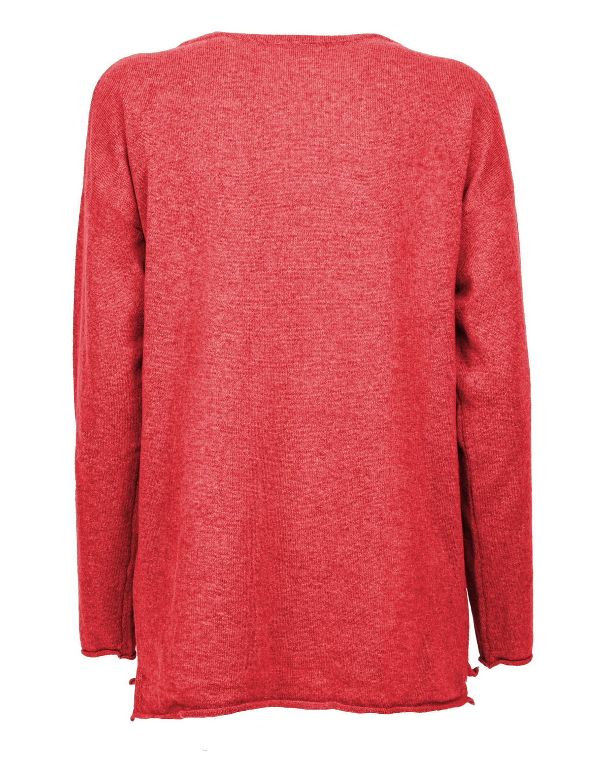 Women's Pure Cashmere Relaxed Maxi Boatneck Coral Red — back product view