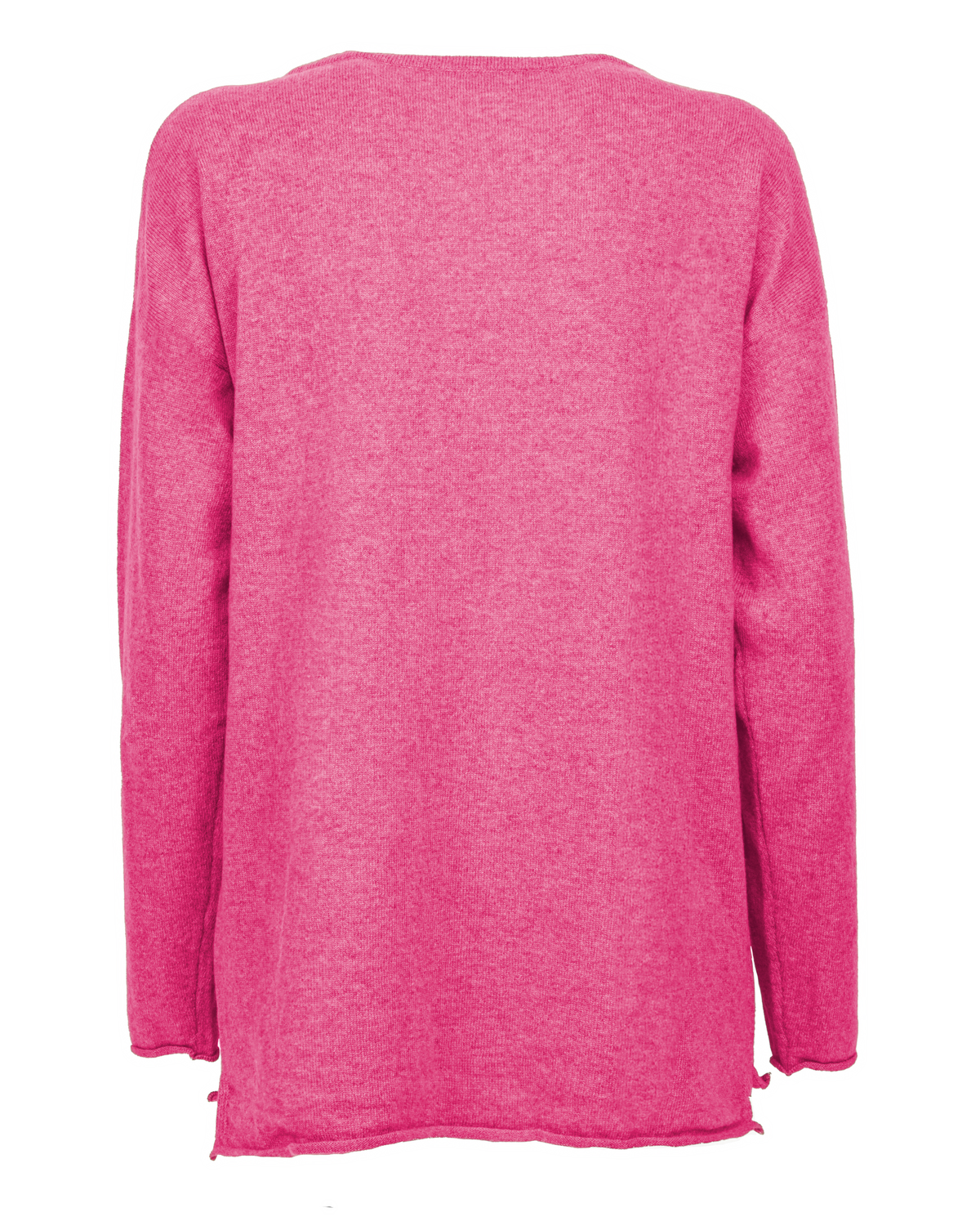 Women's Pure Cashmere Relaxed Maxi Boatneck Fuchsia — back product view