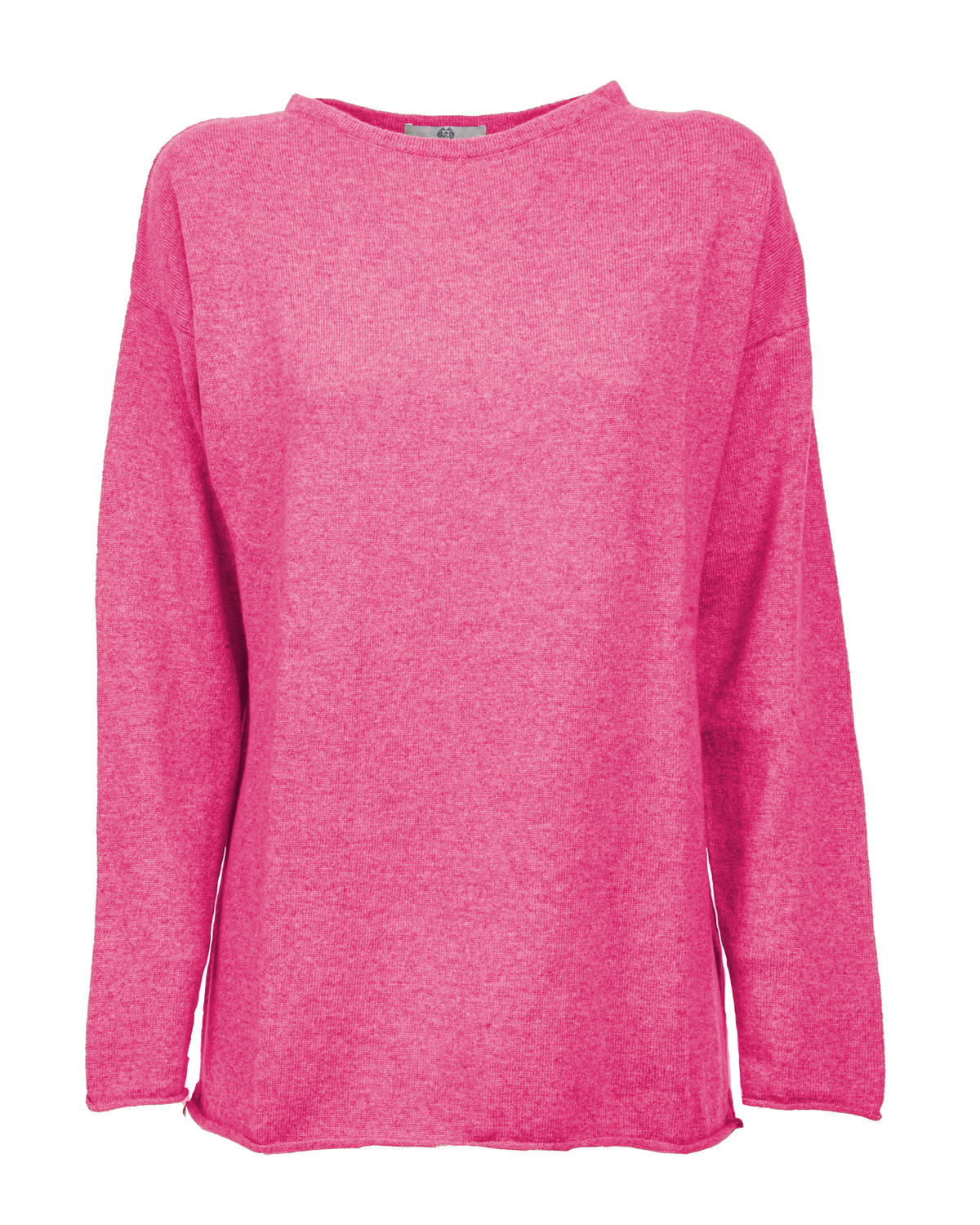 Women's Pure Cashmere Relaxed Maxi Boatneck Fuchsia — front product view