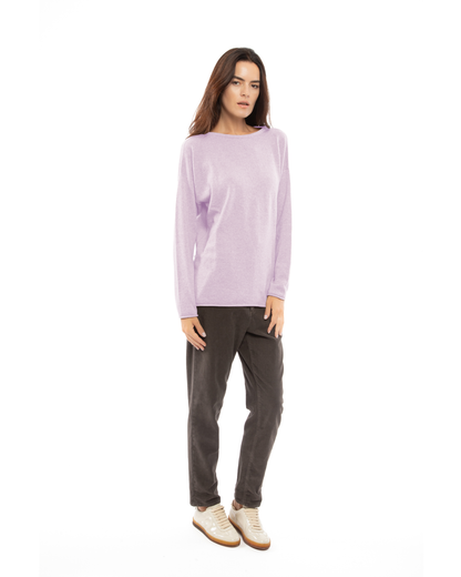 Women's Pure Cashmere Relaxed Maxi Boatneck Lilac — view 2