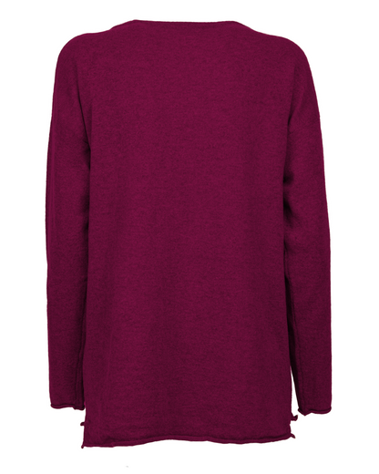 Women's Pure Cashmere Relaxed Maxi Boatneck Magenta — back product view