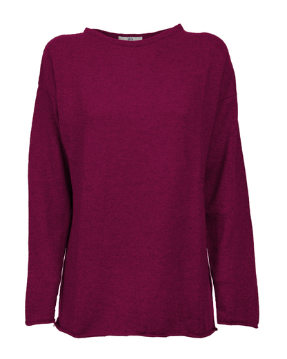 Women's Pure Cashmere Relaxed Maxi Boatneck Magenta — front product view