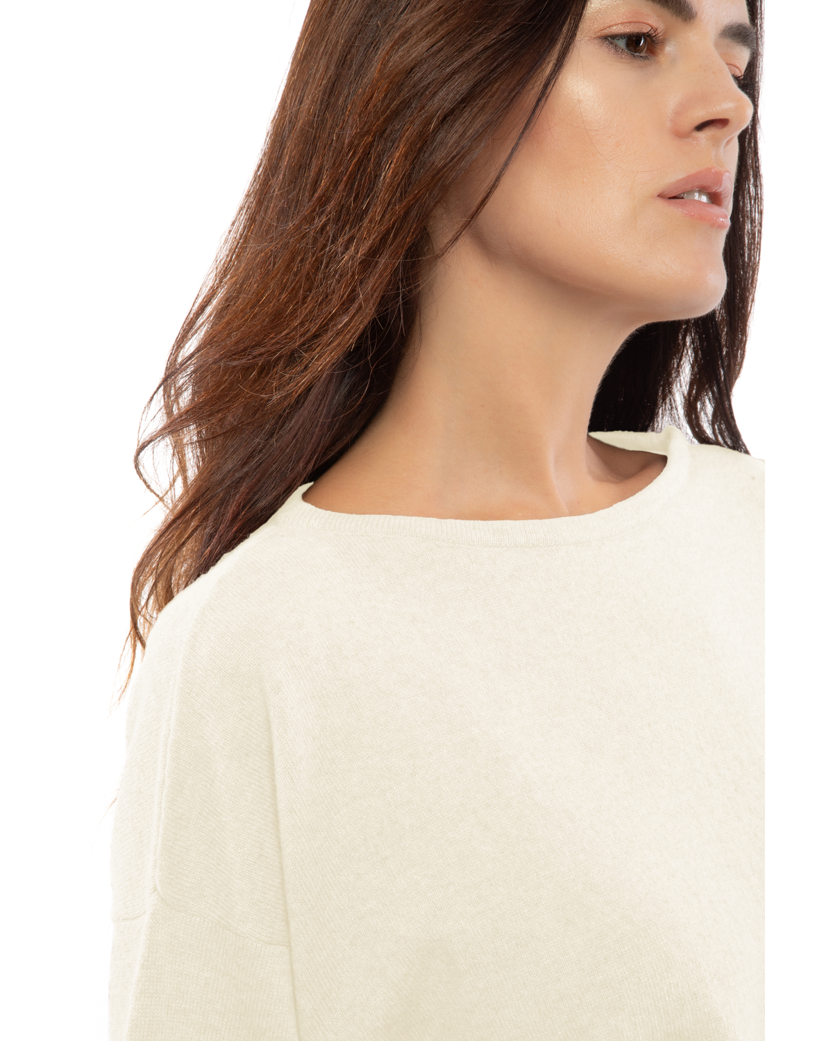 Women's Pure Cashmere Relaxed Maxi Boatneck Milk White — view 5