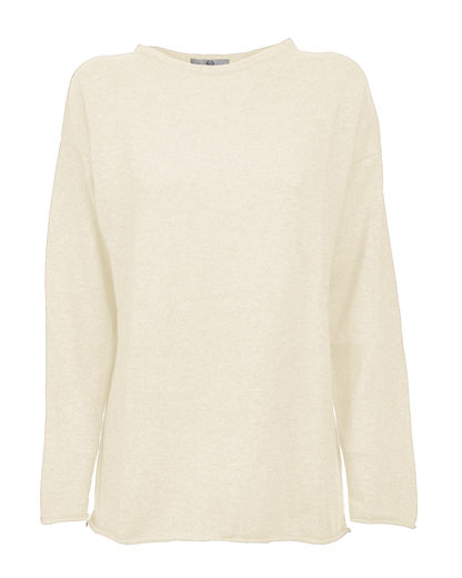 Women's Pure Cashmere Relaxed Maxi Boatneck Milk White — front product view