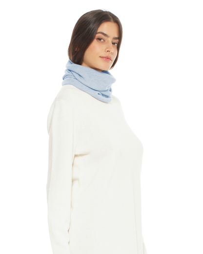 Pure Cashmere Knit Collar Infinity Scarf Baby Blue
