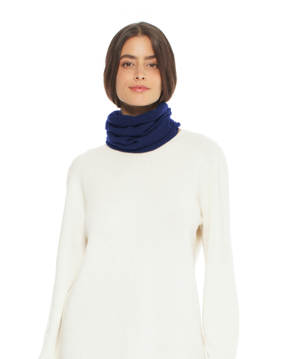 Pure Cashmere Knit Collar Infinity Scarf Blue