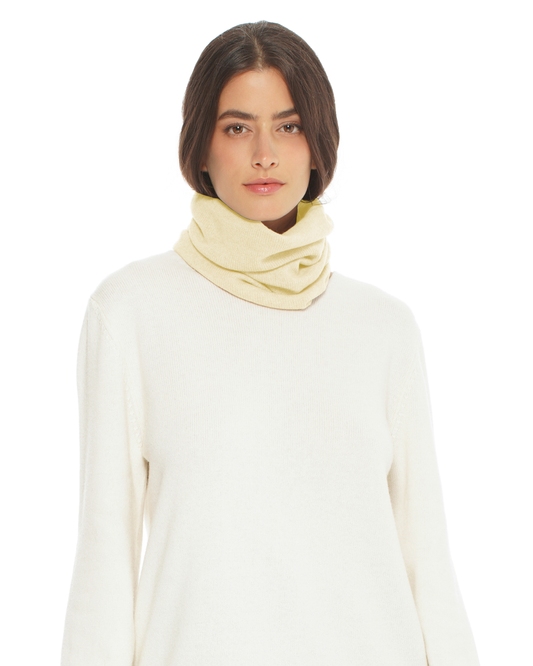 Pure Cashmere Knit Collar Infinity Scarf Butter Yellow