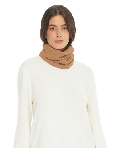 Pure Cashmere Knit Collar Infinity Scarf Camel