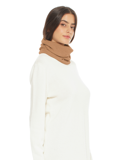 Pure Cashmere Knit Collar Infinity Scarf Camel