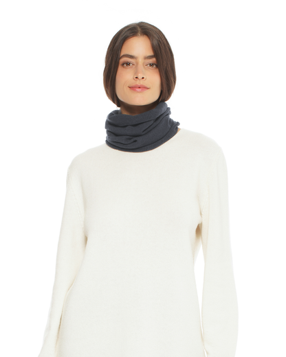 Pure Cashmere Knit Collar Infinity Scarf Charcoal