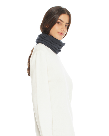 Pure Cashmere Knit Collar Infinity Scarf Charcoal