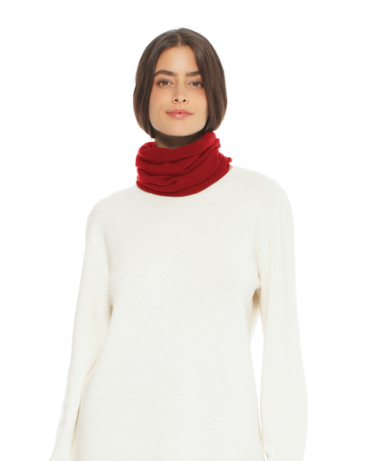 Pure Cashmere Knit Collar Infinity Scarf Chianti