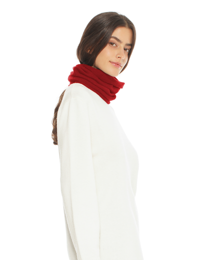 Pure Cashmere Knit Collar Infinity Scarf Chianti