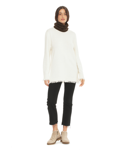 Pure Cashmere Knit Collar Infinity Scarf Coffee