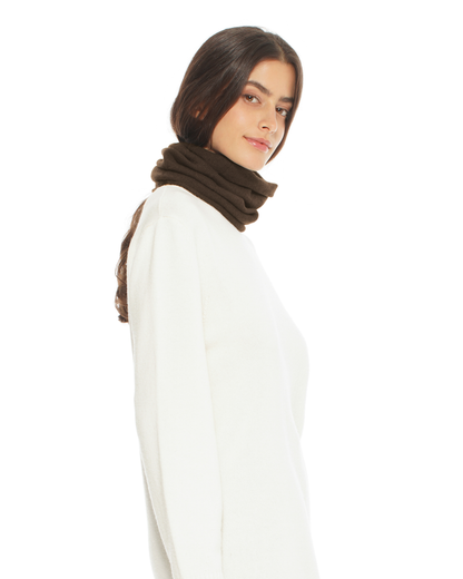 Pure Cashmere Knit Collar Infinity Scarf Coffee