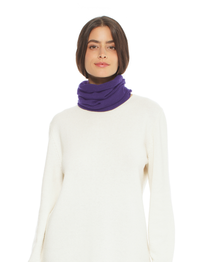 Pure Cashmere Knit Collar Infinity Scarf Iris Purple