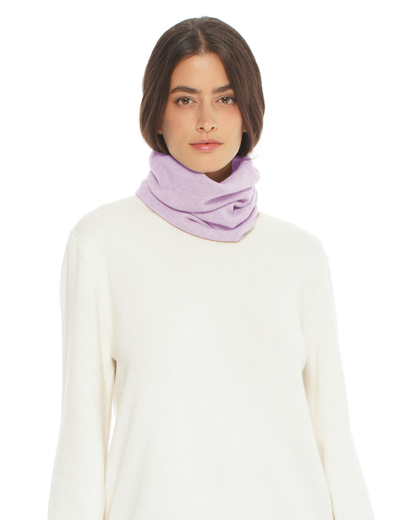 Pure Cashmere Knit Collar Infinity Scarf Lilac