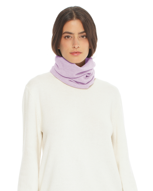 Pure Cashmere Knit Collar Infinity Scarf Lilac