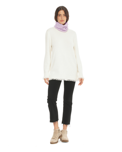 Pure Cashmere Knit Collar Infinity Scarf Lilac