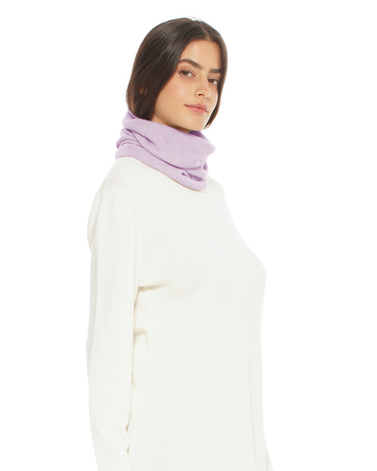 Pure Cashmere Knit Collar Infinity Scarf Lilac