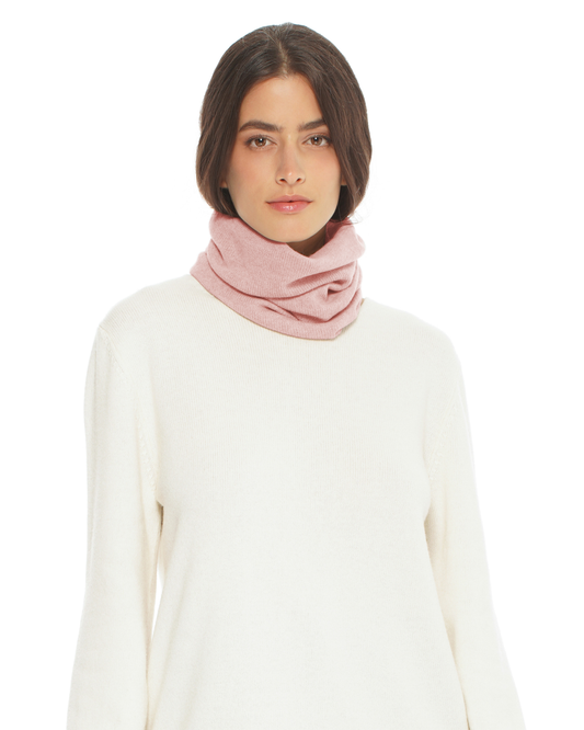 Pure Cashmere Knit Collar Infinity Scarf Old Rose