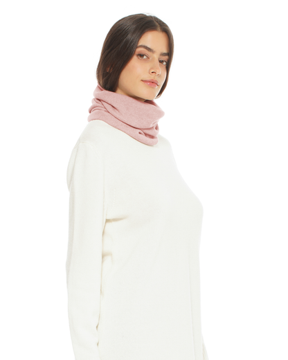 Pure Cashmere Knit Collar Infinity Scarf Old Rose
