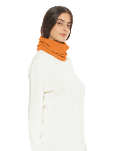 Pure Cashmere Knit Collar Infinity Scarf Saffron
