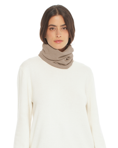 Pure Cashmere Knit Collar Infinity Scarf Taupe