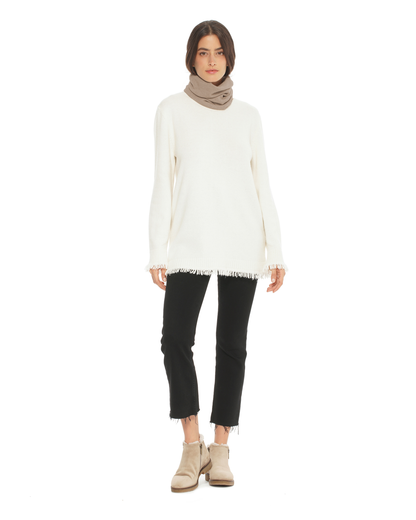 Pure Cashmere Knit Collar Infinity Scarf Taupe