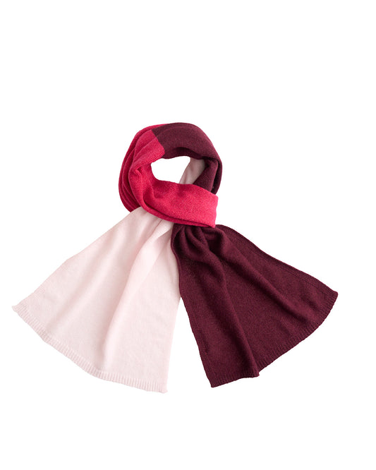 Pure Cashmere Butter-Soft Wide Scarf Tricolor in Blush, Rose and Bordeaux