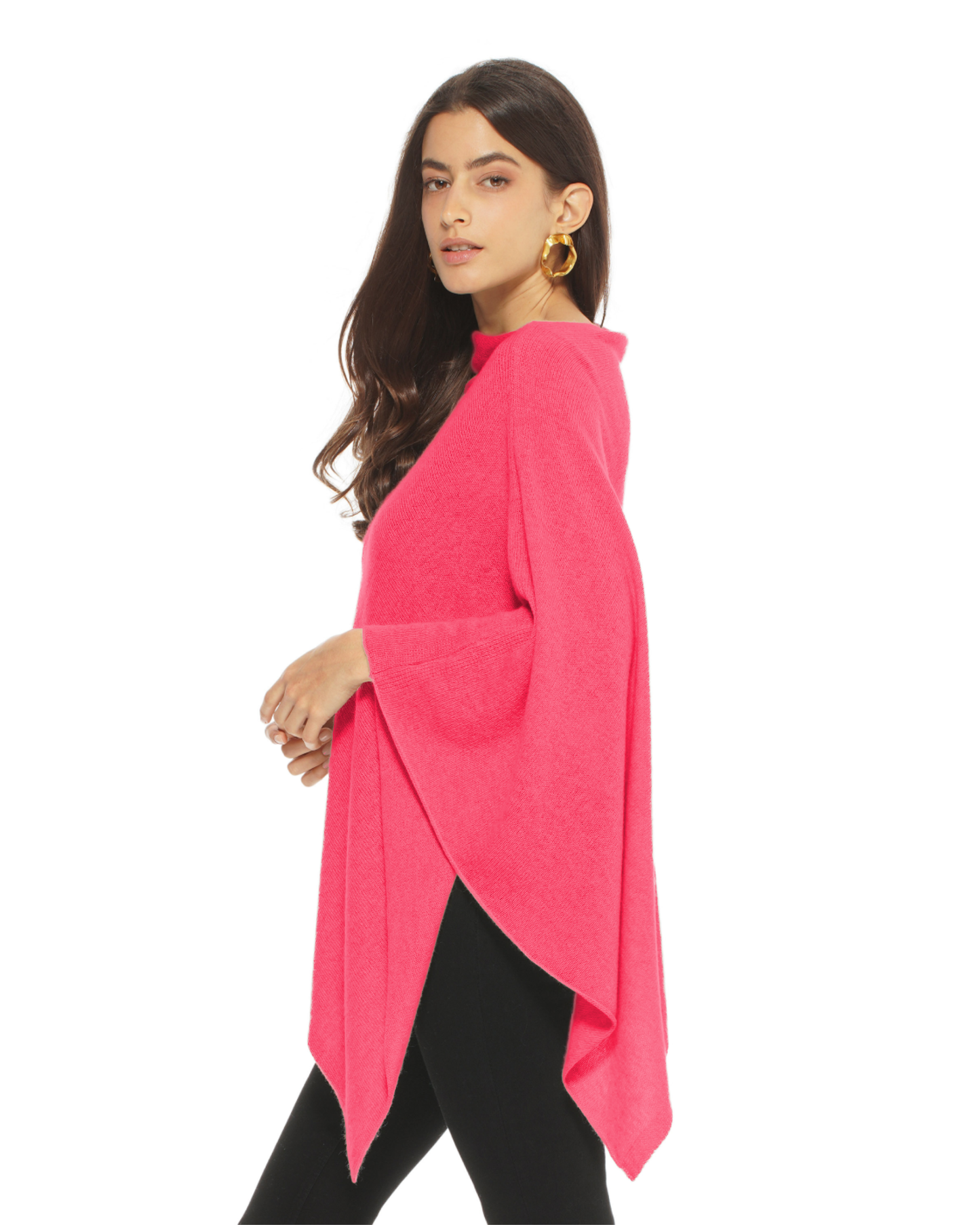 Women's Essential Pure Cashmere Poncho Fuchsia