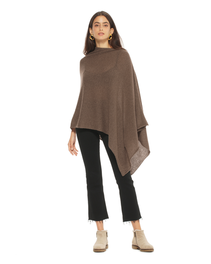 Women's Essential Pure Cashmere Poncho Brown