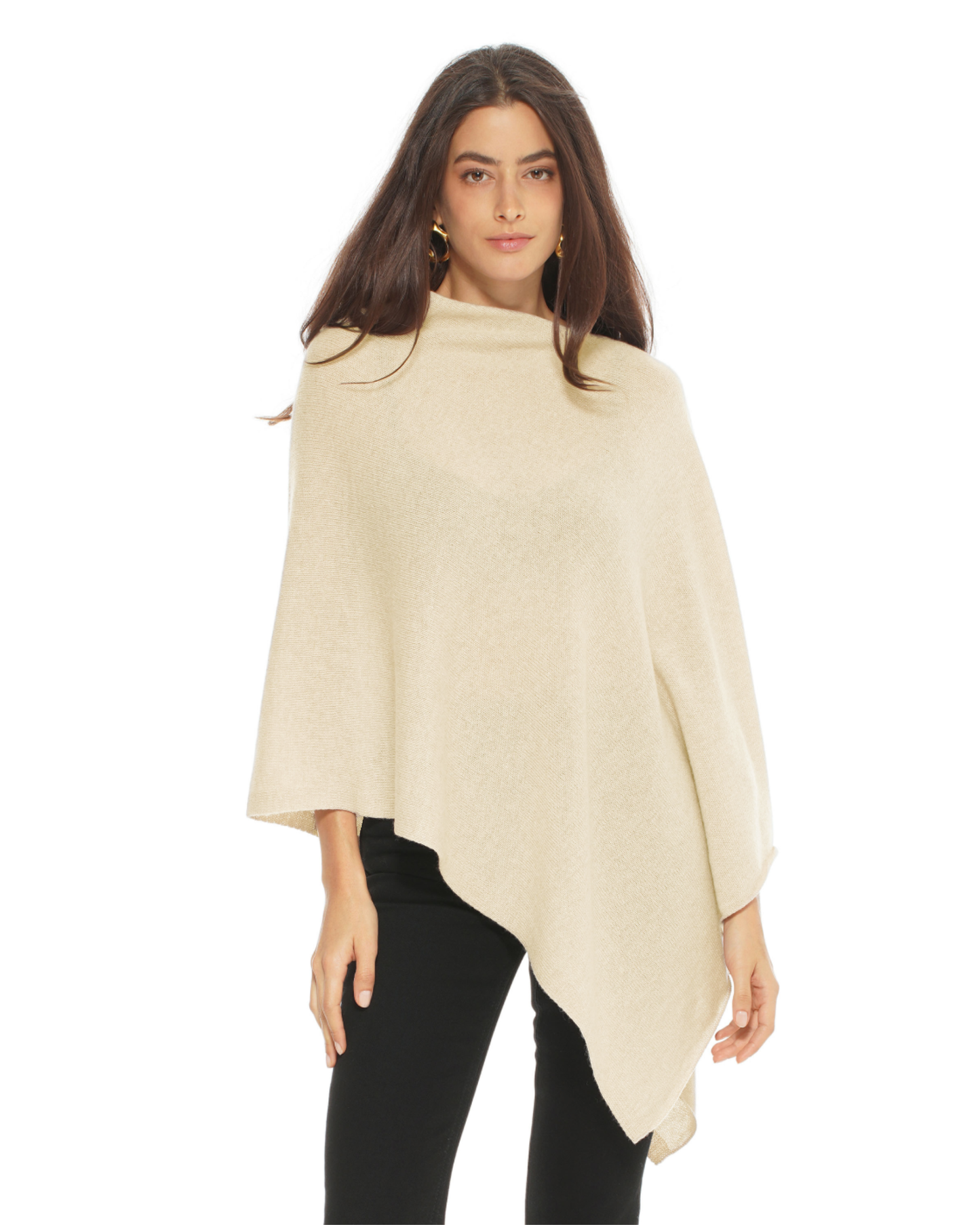 Women's Pure Cashmere Textured Knit Poncho Butter Yellow