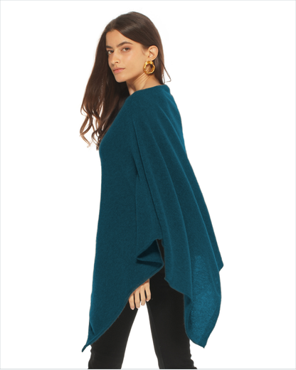 Women's Essential Pure Cashmere Poncho Forest Green