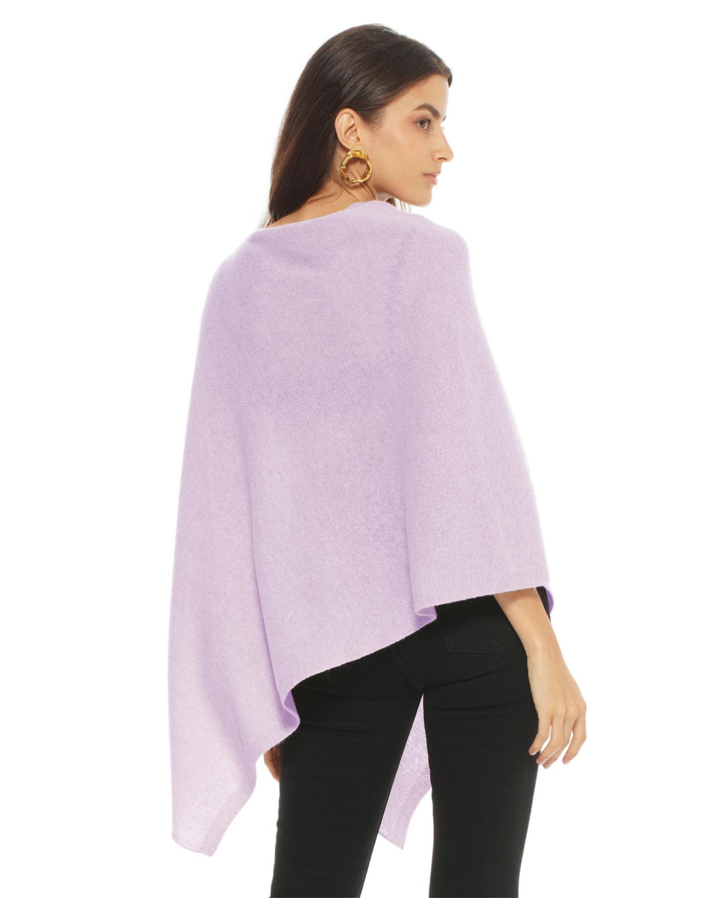 Women's Pure Cashmere Textured Knit Poncho Lilac