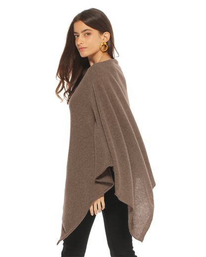 Women's Essential Pure Cashmere Poncho Brown