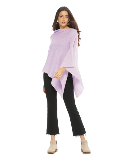 Women's Essential Pure Cashmere Poncho Lilac