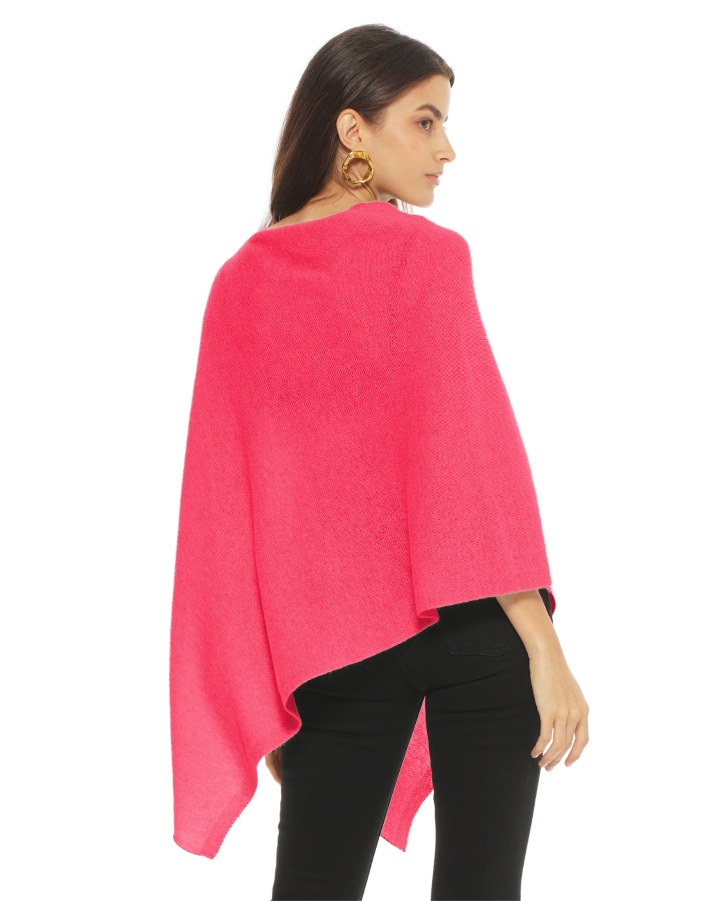 Women's Essential Pure Cashmere Poncho Fuchsia