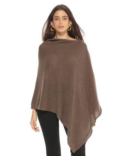Women's Essential Pure Cashmere Poncho Brown
