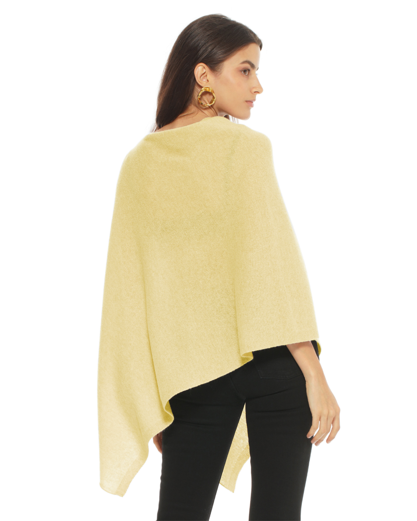 Women's Essential Pure Cashmere Poncho Lemon Yellow