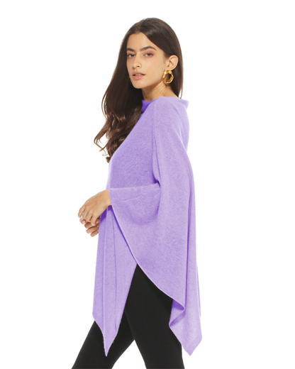 Women's Essential Pure Cashmere Poncho Lavender
