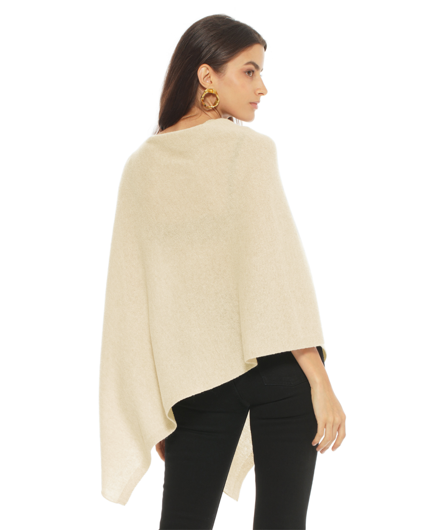 Women's Pure Cashmere Textured Knit Poncho Butter Yellow