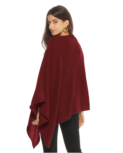 Women's Essential Pure Cashmere Poncho Bordeaux