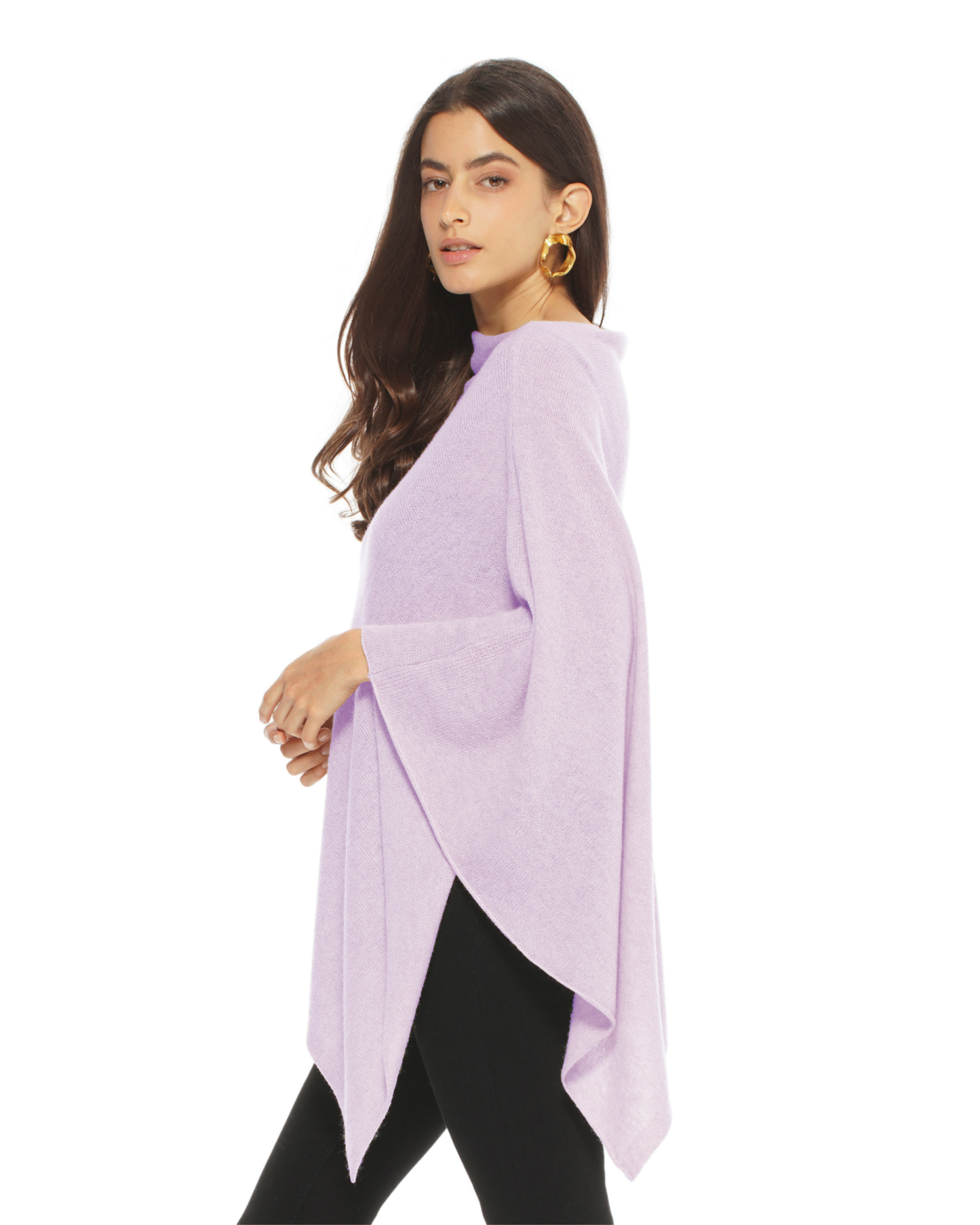 Women's Essential Pure Cashmere Poncho Lilac