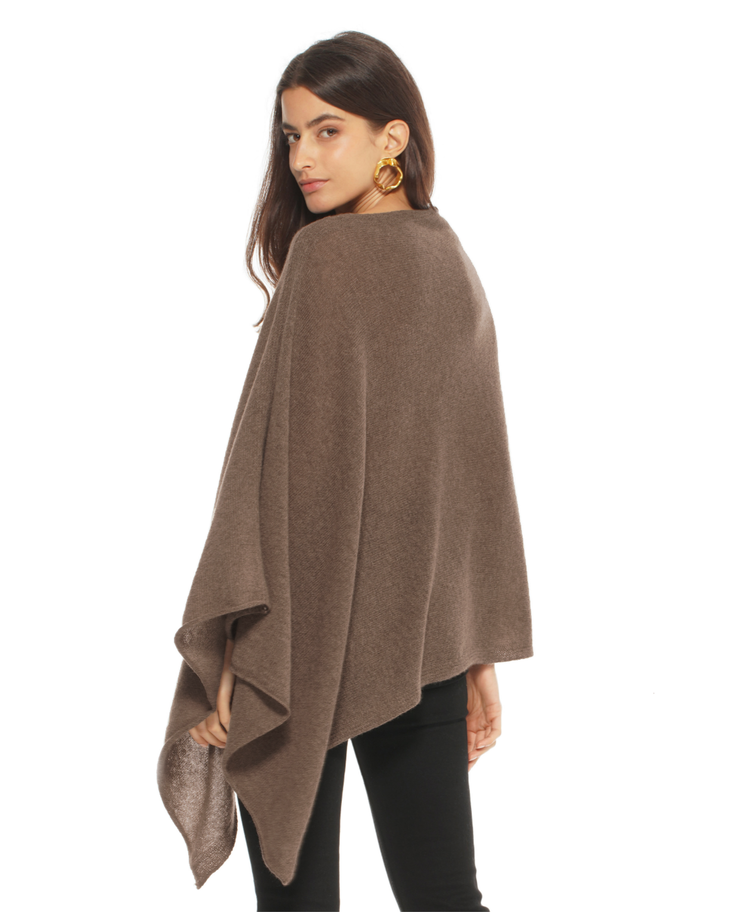 Women's Essential Pure Cashmere Poncho Brown