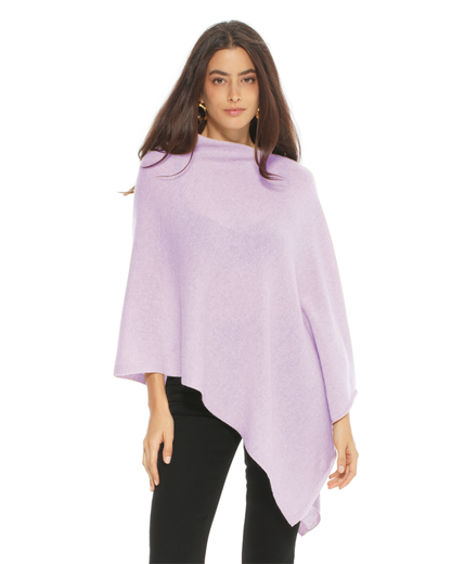 Women's Essential Pure Cashmere Poncho Lilac
