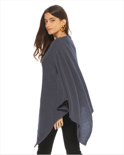 Women's Essential Pure Cashmere Poncho Charcoal