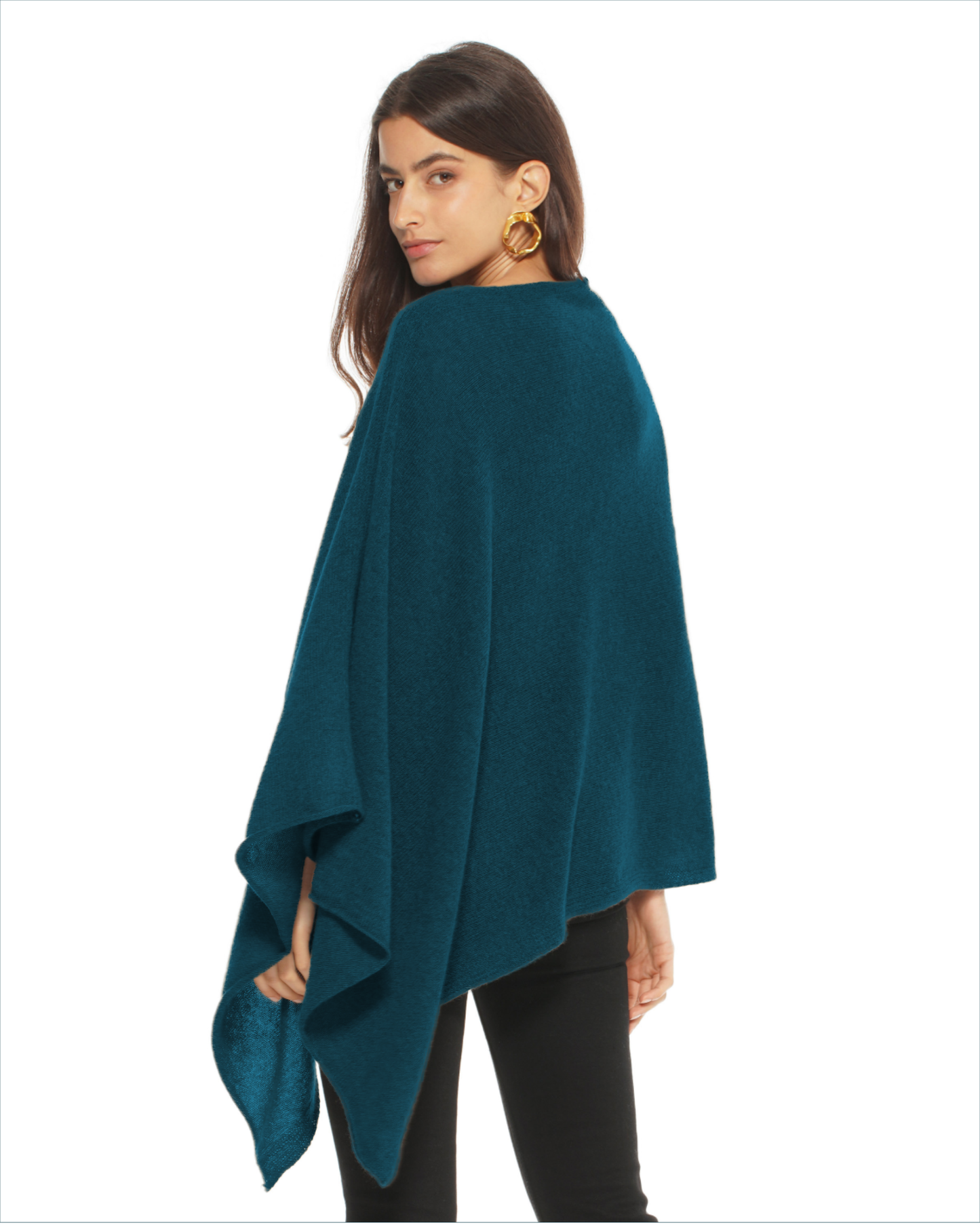 Women's Essential Pure Cashmere Poncho Forest Green