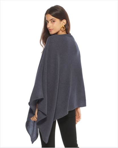 Women's Essential Pure Cashmere Poncho Charcoal