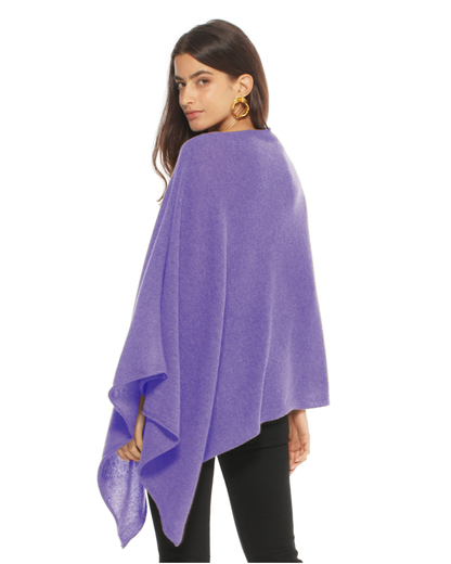 Women's Pure Cashmere Textured Knit Poncho Iris Purple